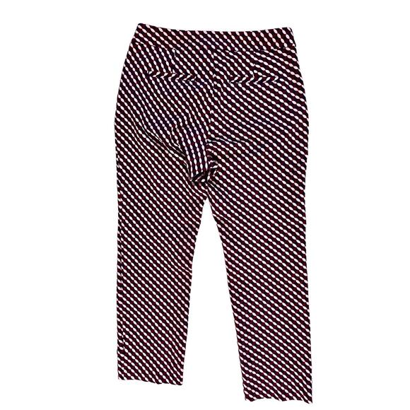 Boden Hampshire Red Geometric Petites Ponte Knit 7/8 Ankle Pant sz 10P Stretch - Picture 9 of 12